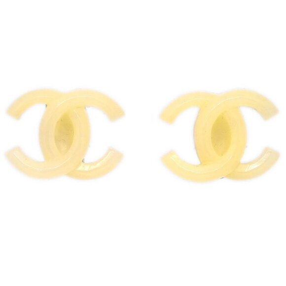 Chanel CC Earrings Clip-On White Acrylic 02P - Picture 1 of 4